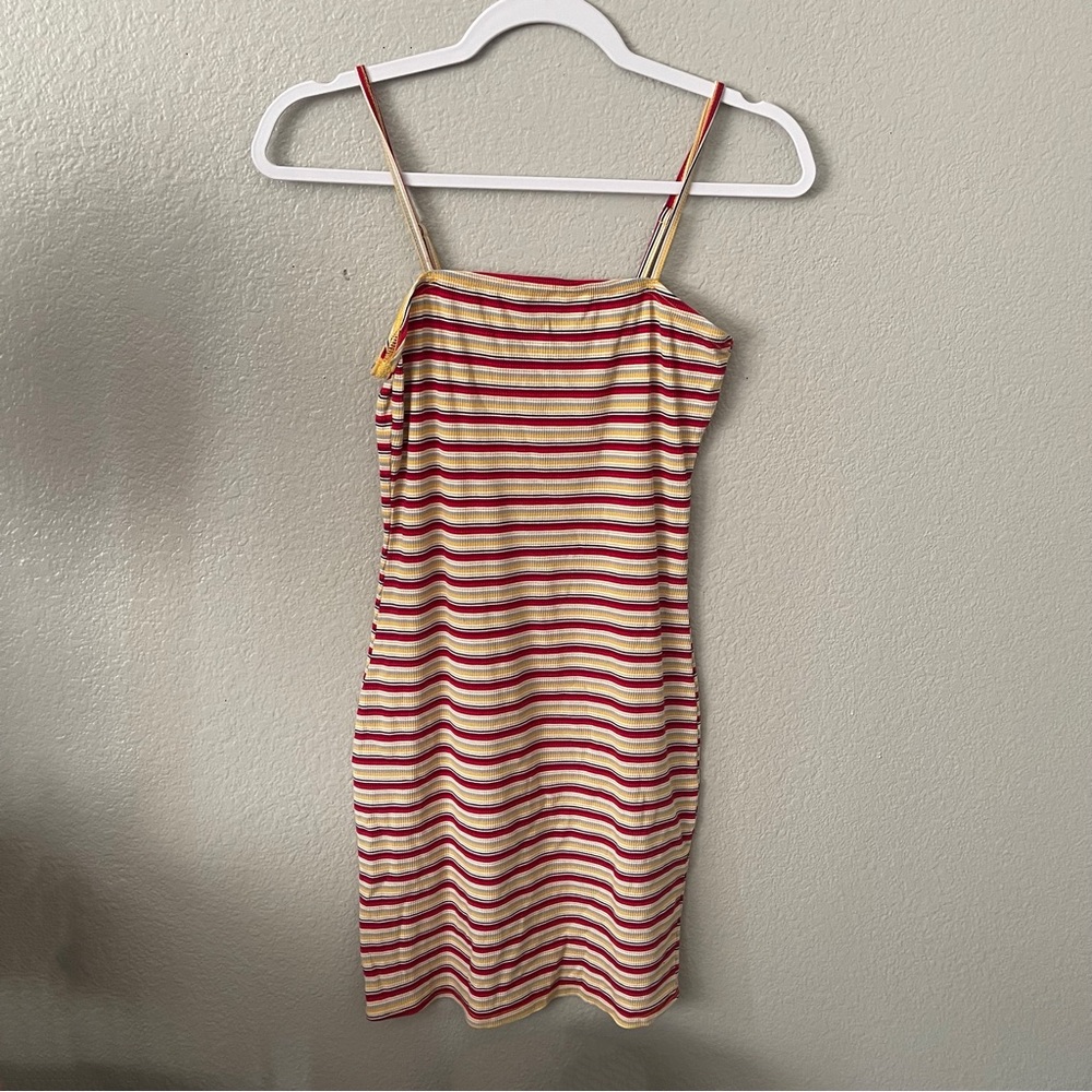 Yellow & Red Striped Bodycon Dress